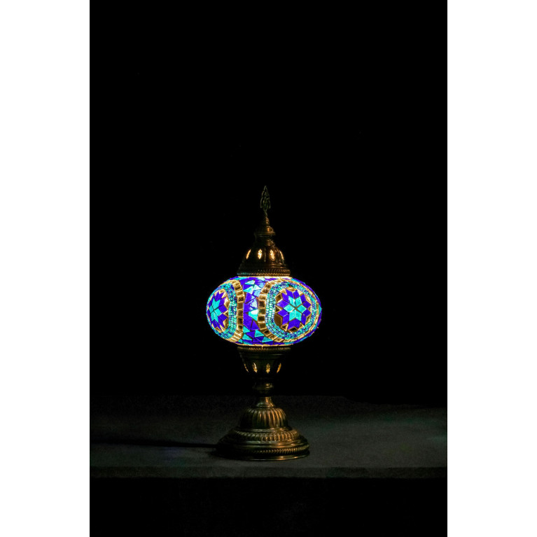 Table lamp, blue/white mosaic, diameter 15 cm